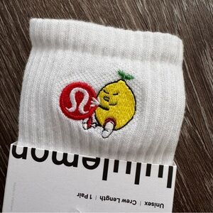 lululemon athletica White Crew Socks with Lemon Patch South Korea Exclusive